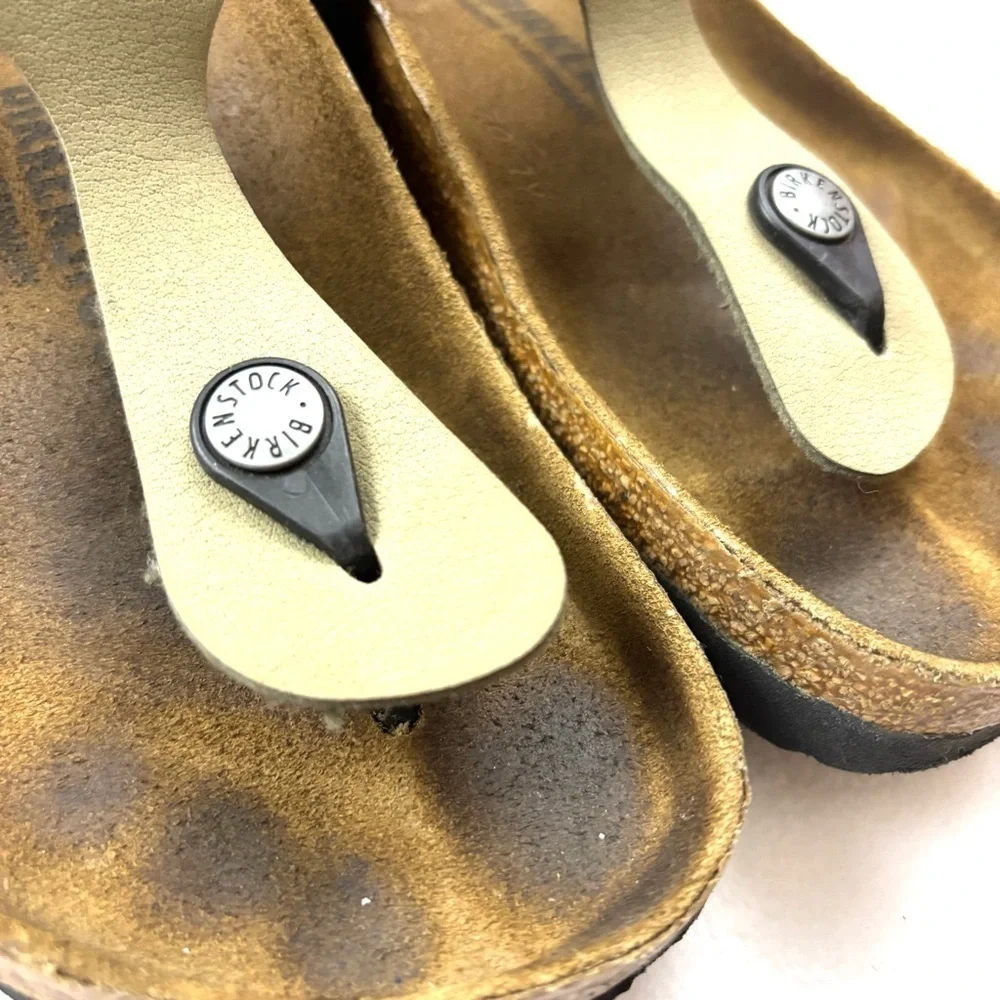 Birkenstock Gizeh Tobacco Brown Leather Cork‎ Sole Thong Boho Sandal Size 37